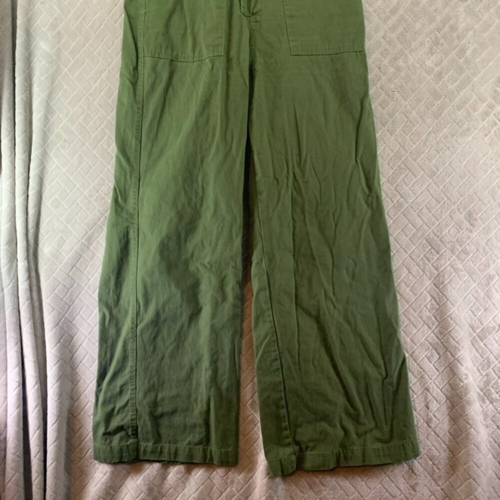 Forever 21 Jumpsuit Womens Medium Army Green Short Sleeve Wide Leg - Picture 4 of 14